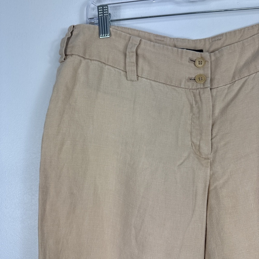 FOCUS 2000 Capri Pants Women's 6 Peach Tan 100% Linen Wide Leg Crop (Waist 32") - Picture 4 of 11